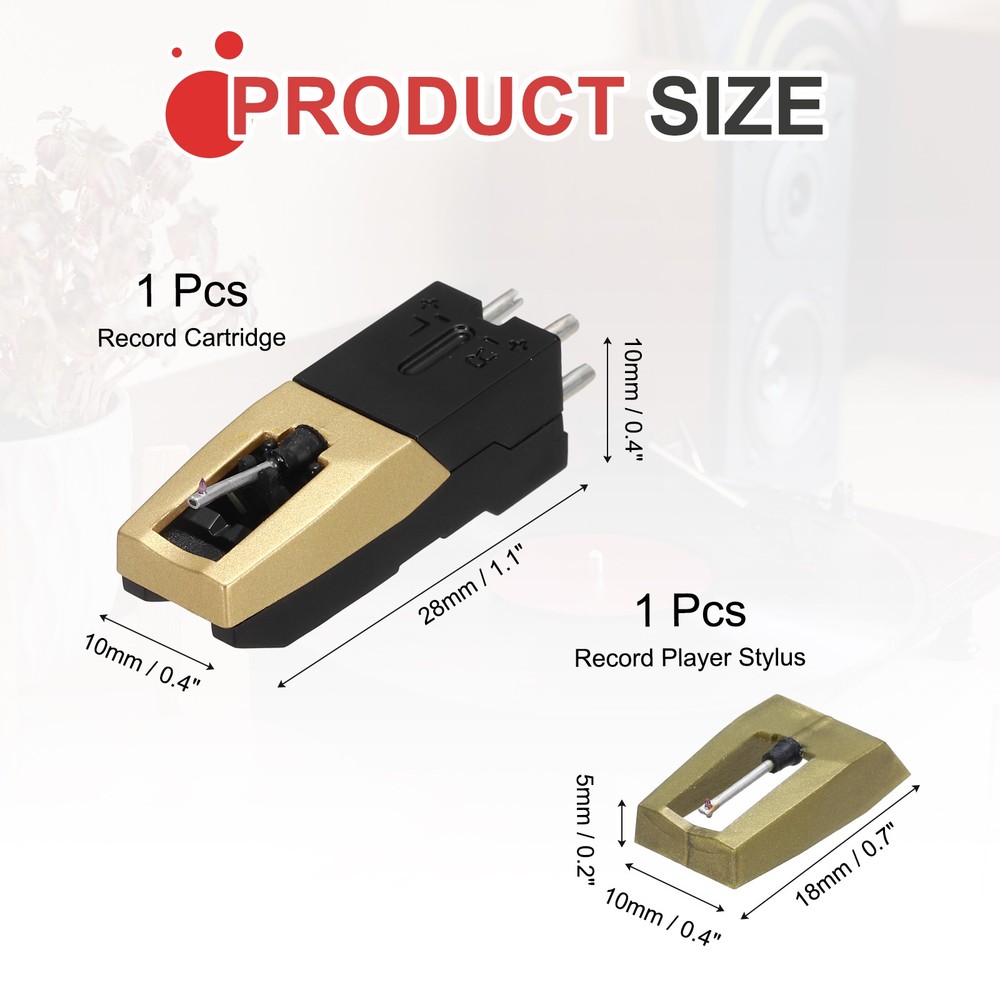 1 Pack Record Player Needle, Record Player Cartridge with Turntable Needle, Gold