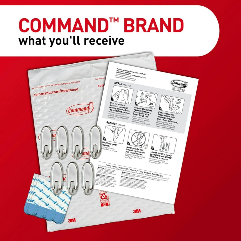 Command Medium Clear Wall Hooks, 7 Hooks and 12 Medium,