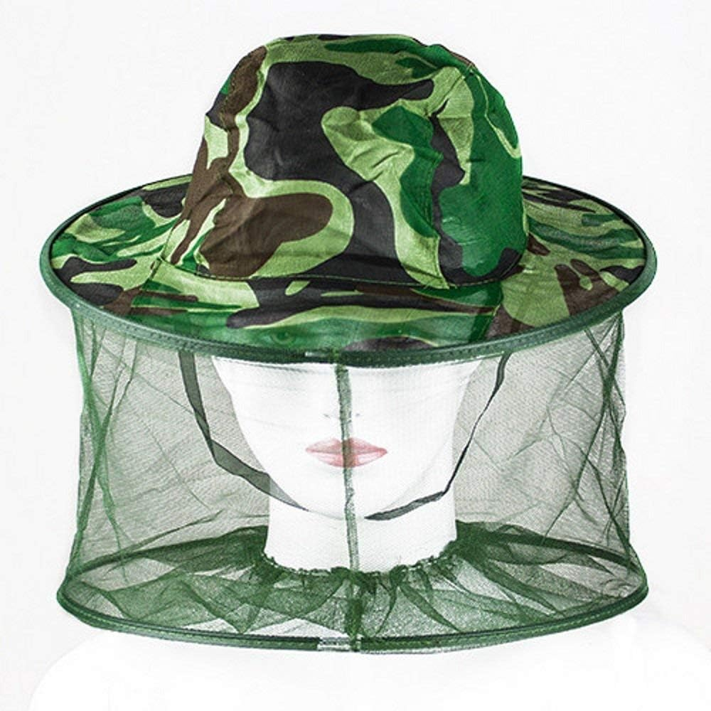 2Pack Camouflage Beekeeper Beekeeping Cap Hat with Head Net Mesh Face Protection