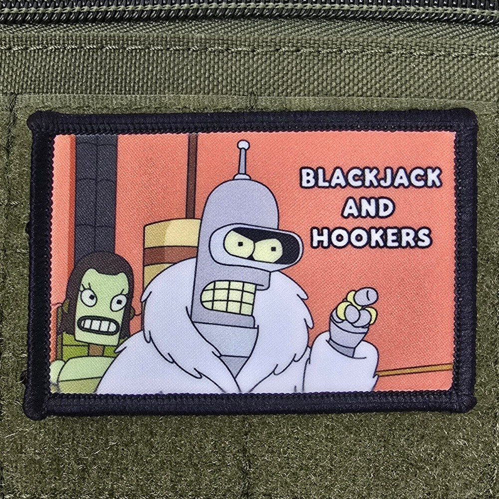 Blackjack And Hookers Bender Patch Moral Tactical Military USA Flag Hook & Loop