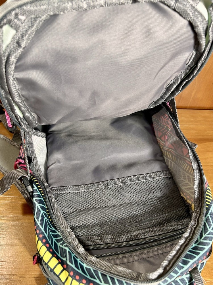 Coleman Hydration Backpack Multi Pocket Adjustable Straps Aqua And Gray