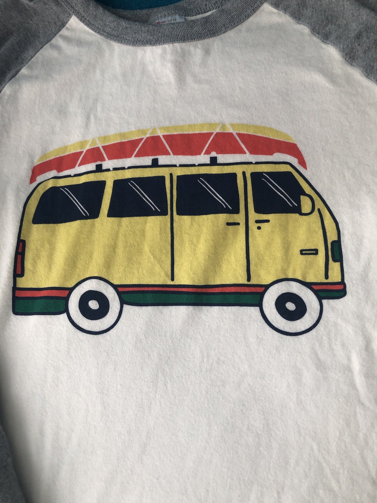 Hanna Andersson 150 White Top Gray Long Sleeves And Beach Van Graphic. Soft!