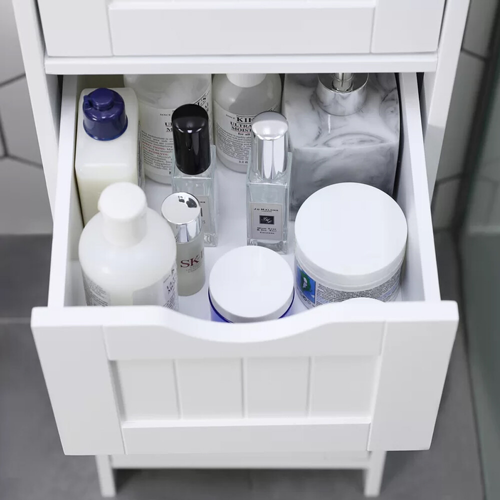 FCH 4-Drawers Bathroom Floor Cabinet Storage Organizer Free Standing Cabinet