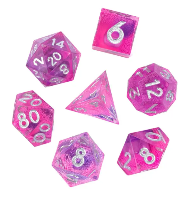 CyberP!nk Sharp Edged 7 Dice Set Poly RPG DnD Dungeons Dragons AD&D