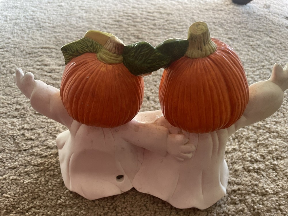 Two Headed Orange And White Halloween Pumpkins