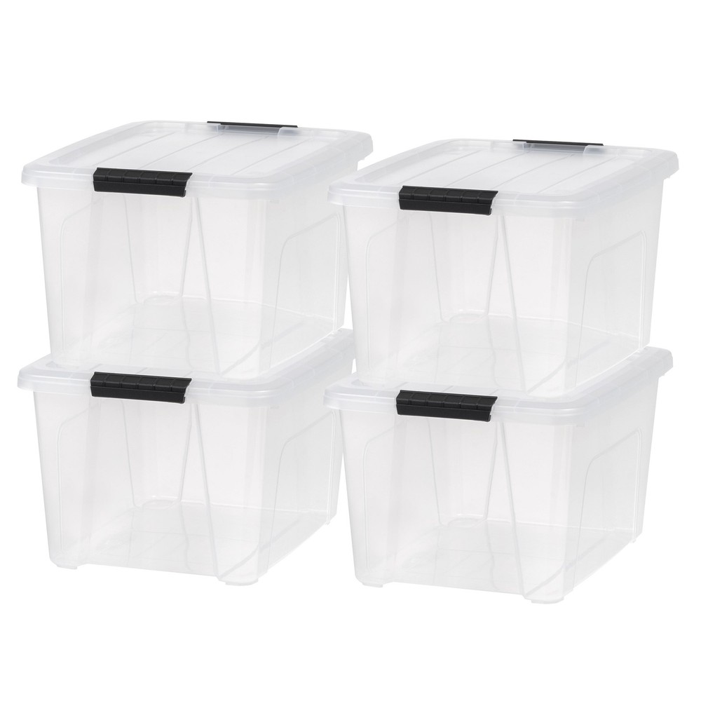 32 Qt. Plastic Storage Bins W/ Lids Stackable Storage Containers Totes 4 Pack