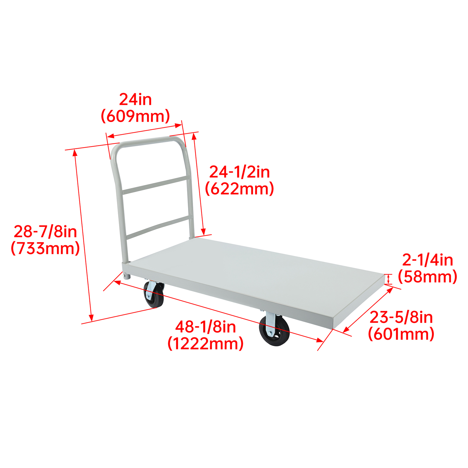 2000lb Steel Heavy Duty Platform Truck Push Dolly Flat Dolly Cart w/ Casters New