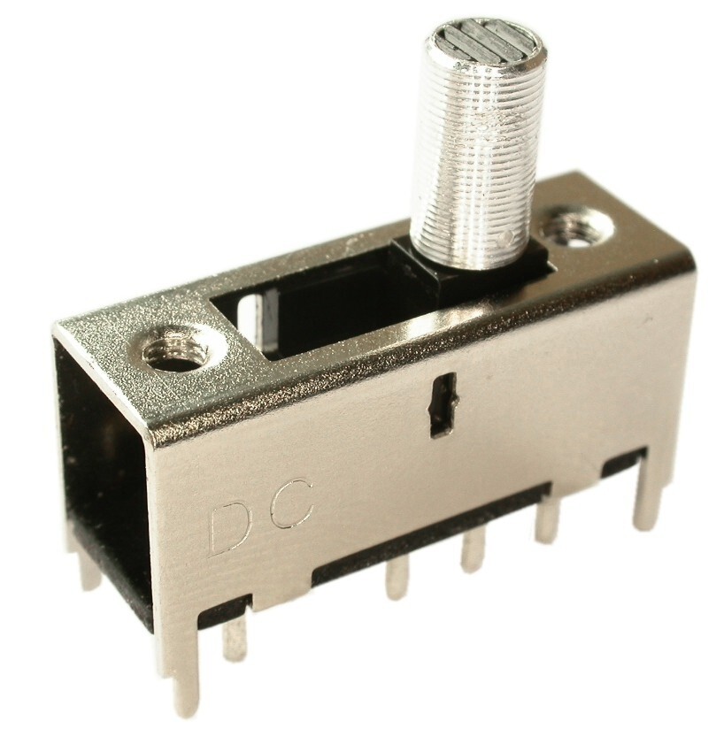 Large slide switch, various knobs, 2 or 3 positions, RM4x4