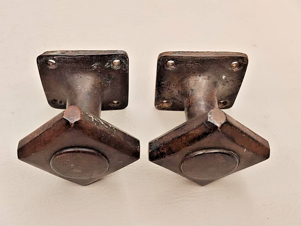Front Door Knob Handle Antique Brass Pull Octagonal With Back Plate