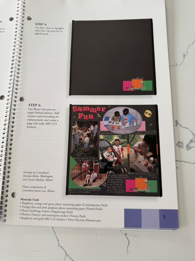 Creative Memories Fast Formulas Third Edition w/Journaling Box Section Layouts
