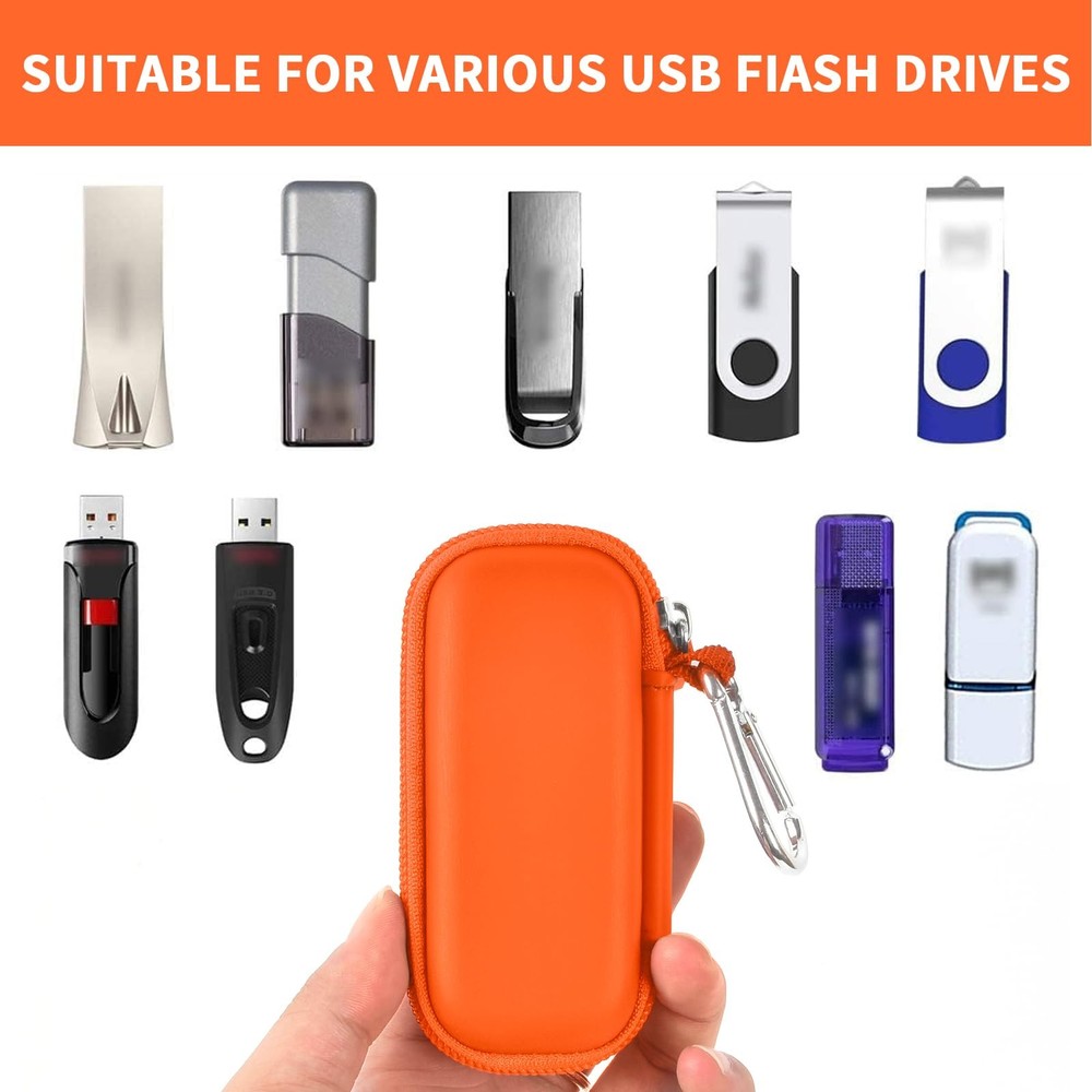 USB Flash Drive Case, SD Card Holder Compatible with Thumb Small, Orange