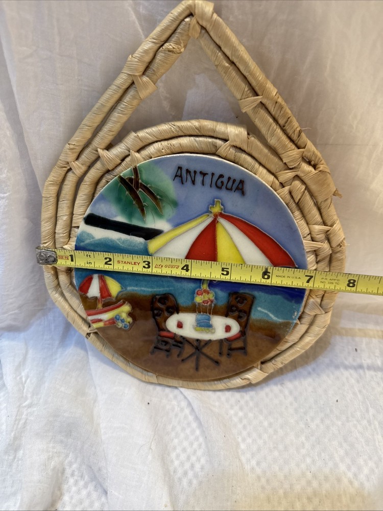 Antigua Straw & Ceramic Tile Hot Plate – Souvenir/Kitchen Protector