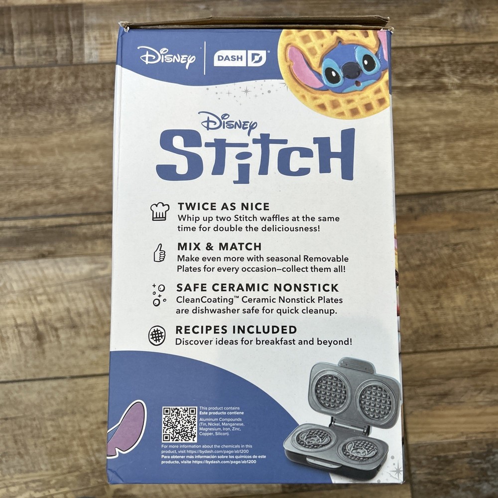 Disney Dash Stitch MultiMaker Double Waffle Maker System Stitch New