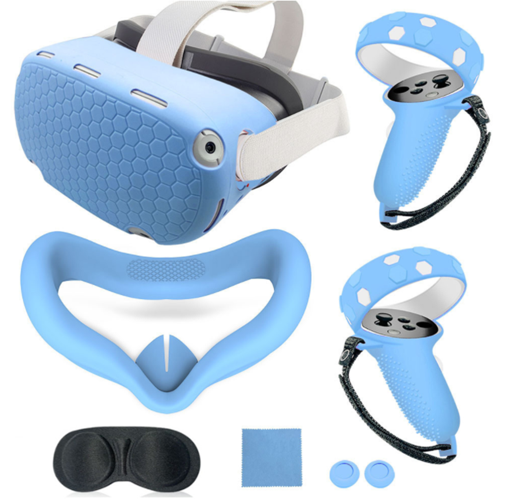 10PCS Silicone Accessories Set for Oculus Quest 2 VR Face Controller Grip Covers