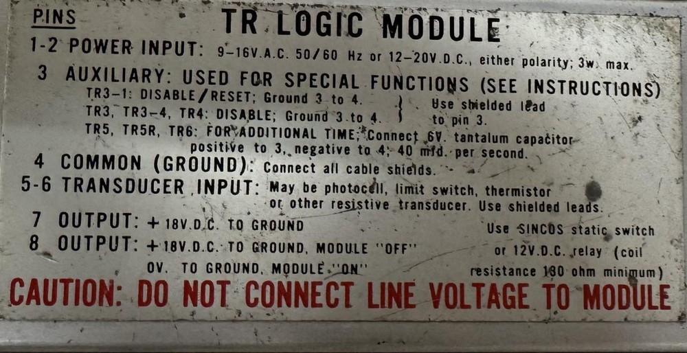 Micro Switch TR3 Logic Module 15V 50/60Hz 7623