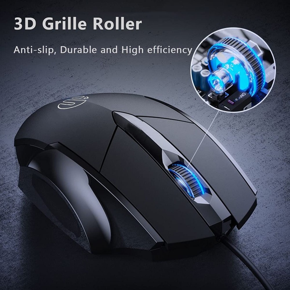 USB Computer Mouse Wired, Silent Click Corded Mouse 3-Button Wired Optical Mo...