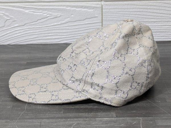 GUCCI Baseball Cap Hat GG Glitter White Monogram