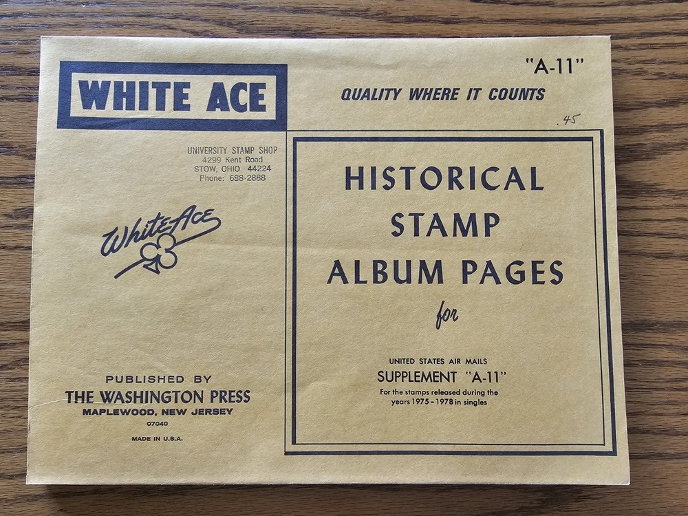 White Ace Stamp Supplement U.S. Airmail A-11 1975-78 Singles NOS