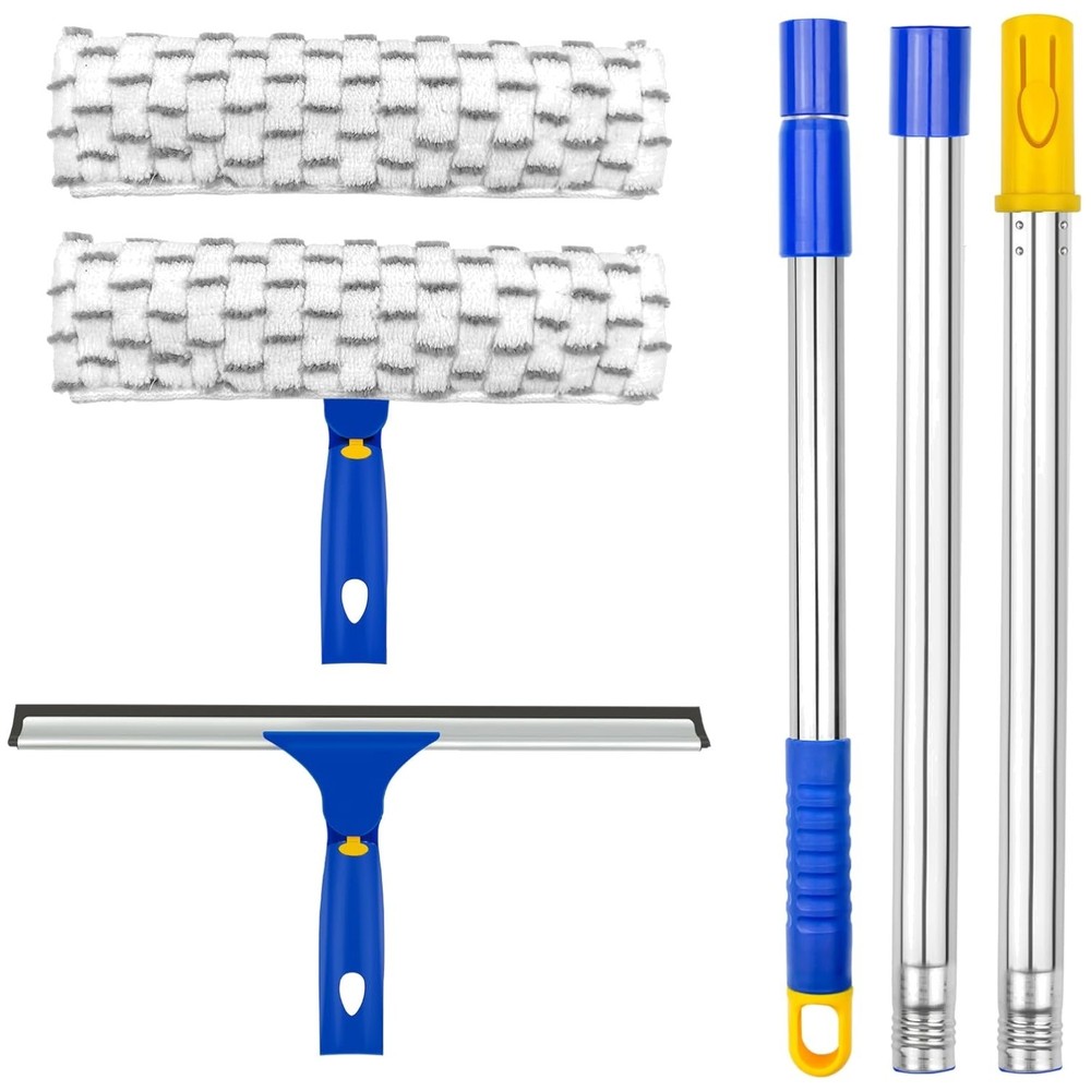 Extendable Window Cleaner with Stainless Steel Pole