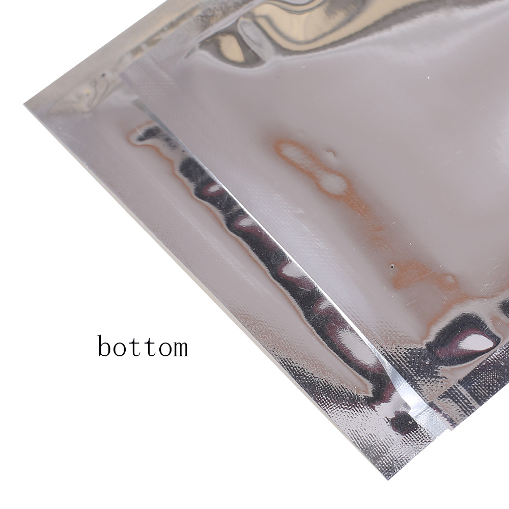 Assorted Sizes Glossy Mylar Foil Clear Front Silver Rear Zip Lock Pouch Bag M