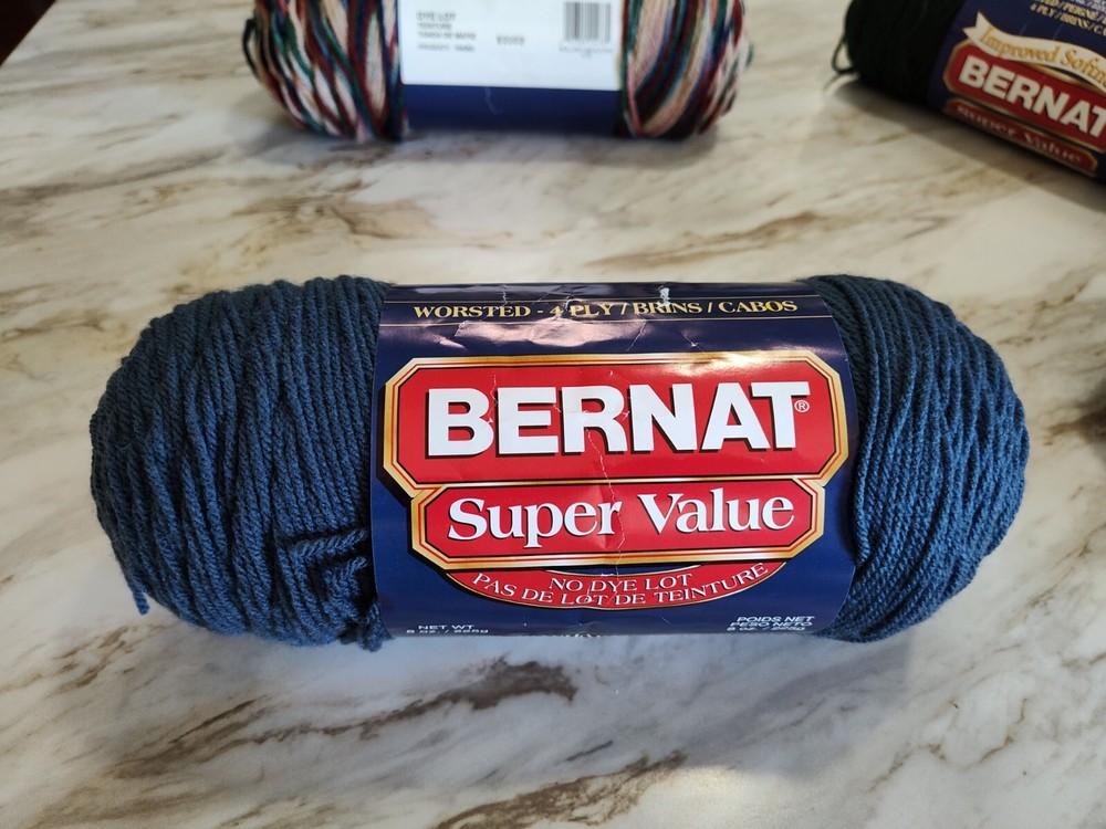 Bernat Super Value 8 oz 4 Ply Solid Yarn-Medium Navy 164053- 7704