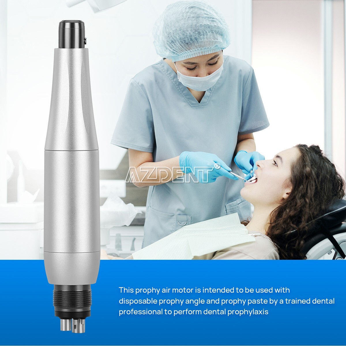 360° Swivel Dental Hygiene Prophy Handpiece Air Motor 4 Holes W/ 4:1 Nose cone