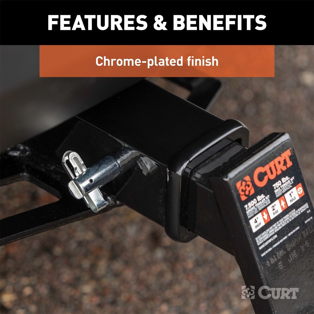 CURT 21551 5/8" Swivel Hitch Pin (2" Receiver, Chrome, Packaged)