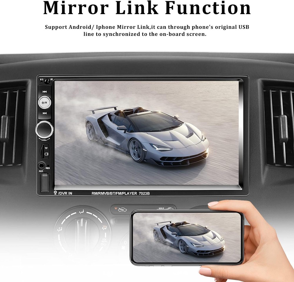 CAMECHO Car Stereo Bluetooth 7" HD Touch Screen MP5 Player Android IOS Mirror
