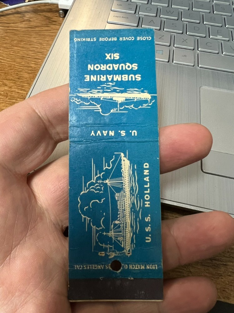 USED flattened US Navy USS HOLLAND  Submarine Squadron 6 WW2  matchbook