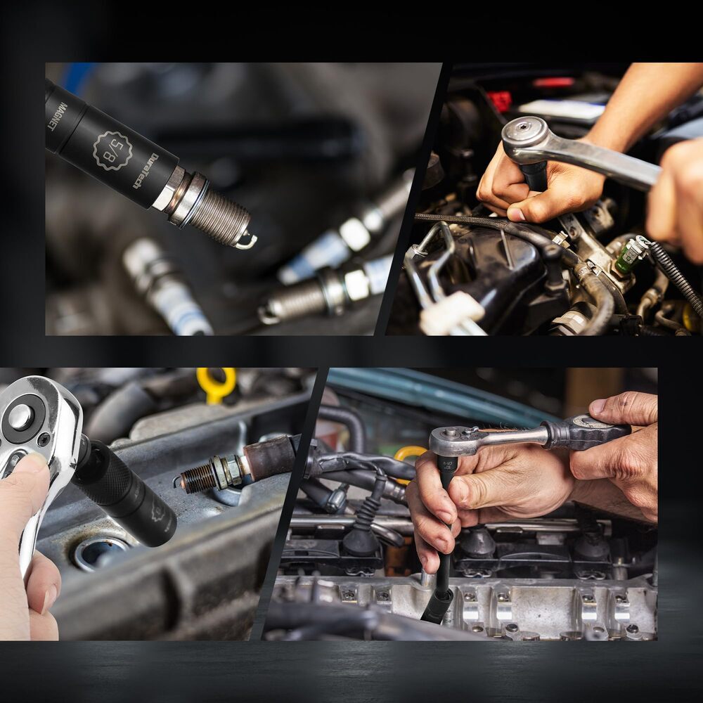 DURATECH 5/8" Swivel Magnetic Spark Plug Socket 1MM Thin Wall 3/8"Drive x4" 12PT