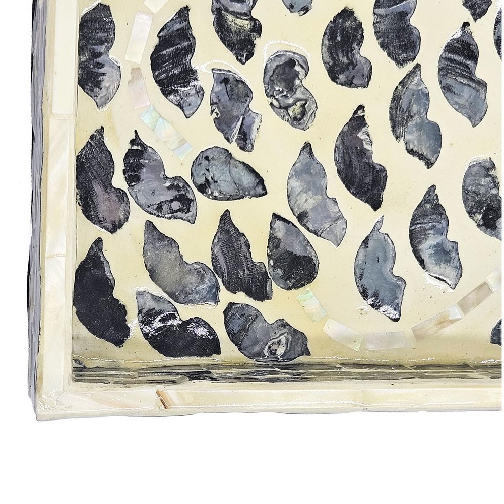 A&B Home 48753-BLAC Rectangular Capiz Black Tray