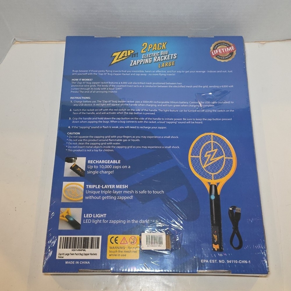 Zap It Bug Zapper Racket Mini Battery Powered Bug Zapper 2 Pack Model ZAPITBP