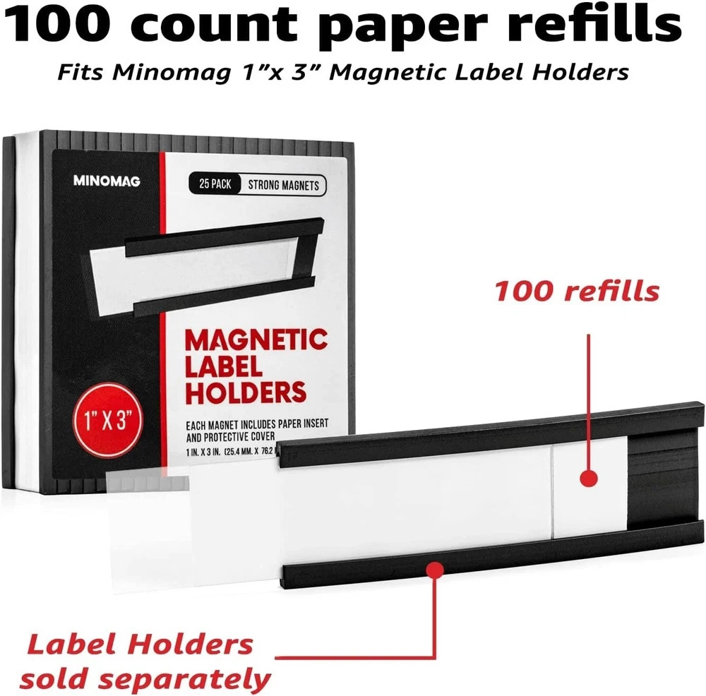 Label Insert Cards 1x3 in 100 PCS White Cardstock for Label Holder Inserts