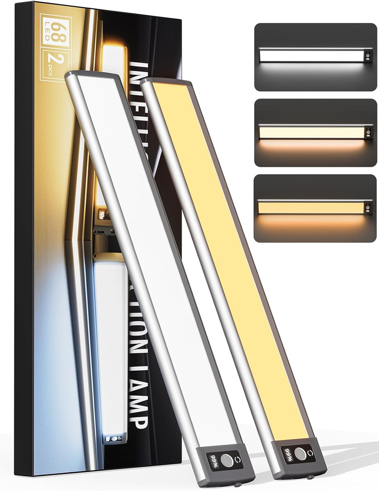 Under Cabinet Lighting LED Numeric Display 3 Color Temps Dimmable 2 Pack