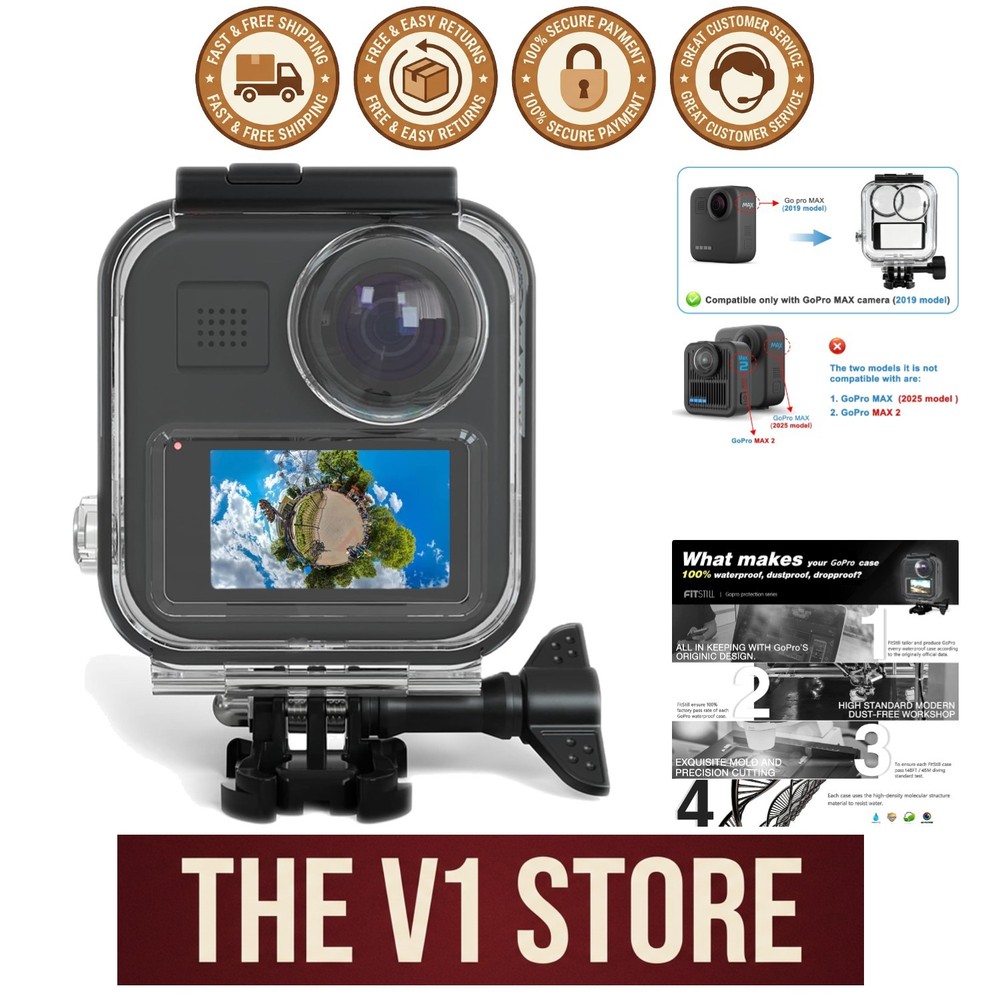 Touchscreen Waterproof Housing for GoPro MAX - Includes Mounting Kit