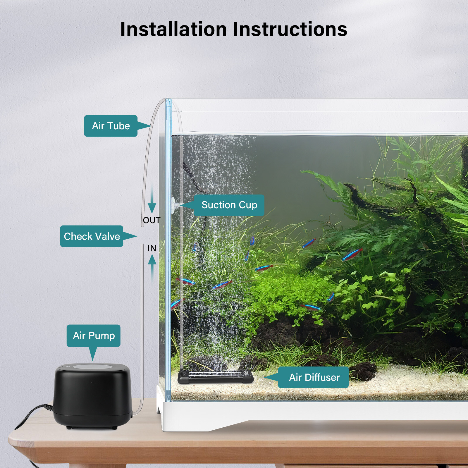 hygger Fish Tank Air Stone Bubbler Aquarium Air Bubbler Aquarium Bubble Maker