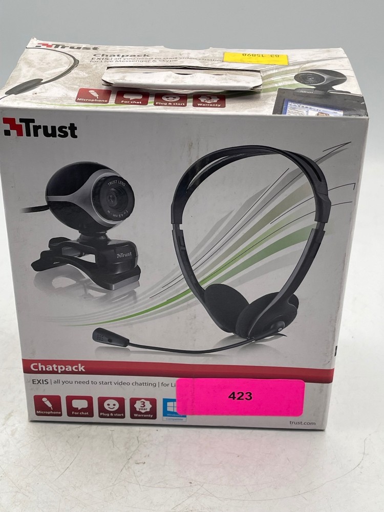 Trust Chatpack 17028 Webcam Headset Bundle USB Black Microphone Plug Play