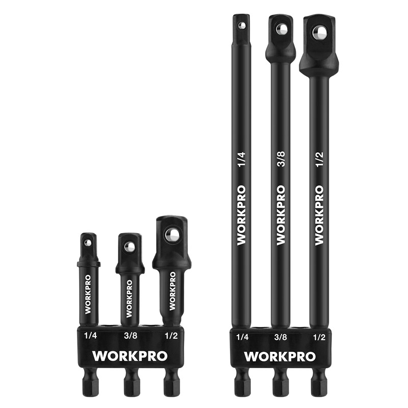 WORKPRO 6PC Socket Adapter Extension Set 1/4 3/8 1/2 Drive Impact Extension Bits