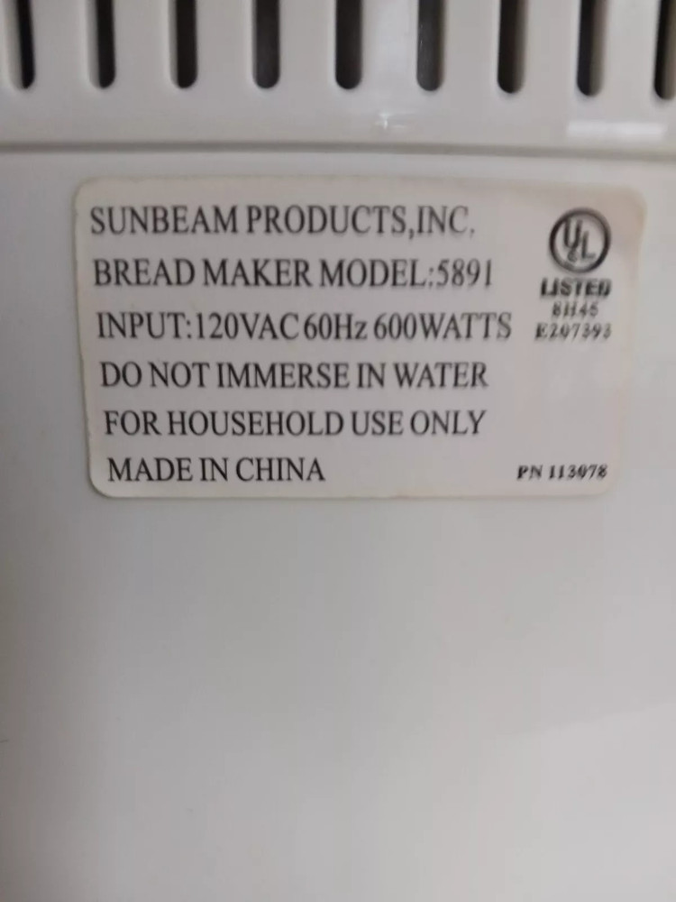 Nice Sunbeam Programmable Bread Maker Machine White Model 5891