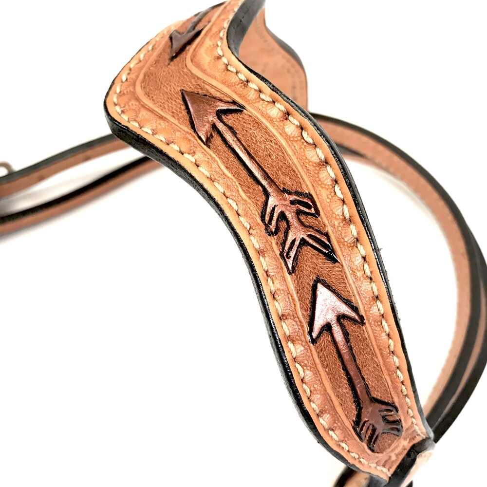 Wave-style Headstall, Arrow Tooling