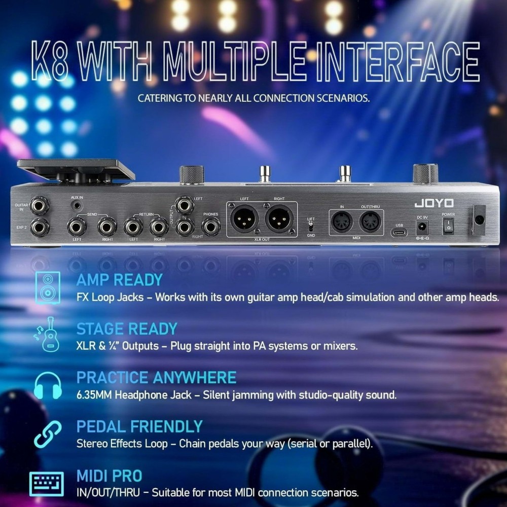 Joyo GEMBOXK8 Guitar Amp Modeller Multi-Effects Processor w/ Built-In Audio