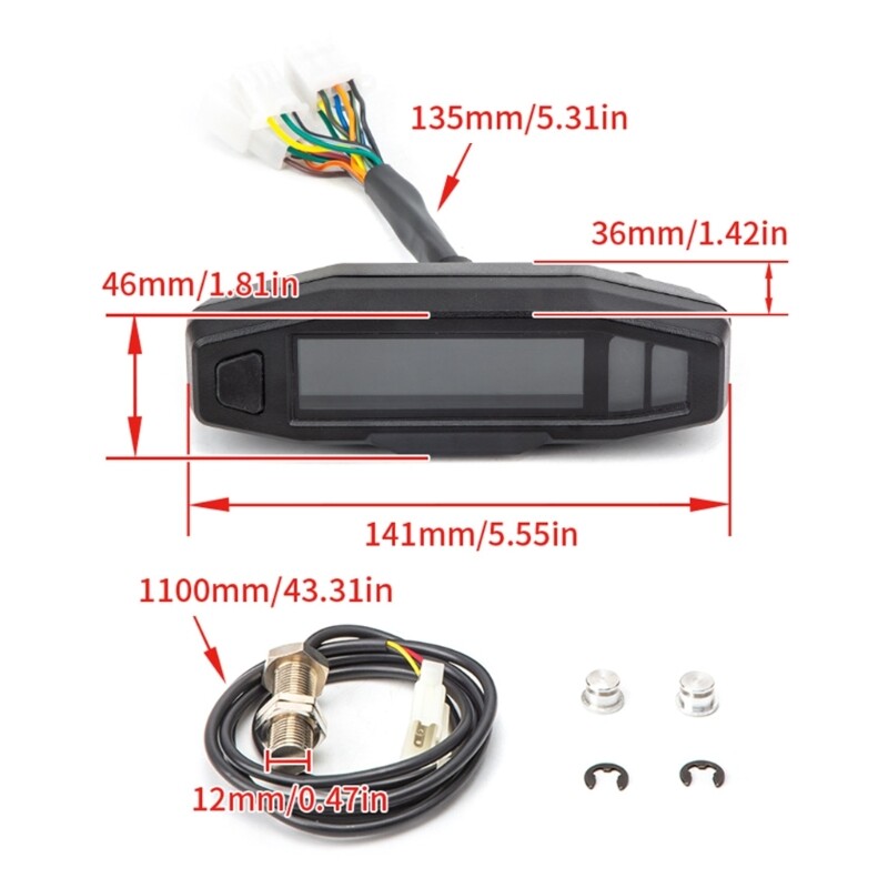 Inductive Speedometer Stroke Tachometer for Motorcycle Colored Display
