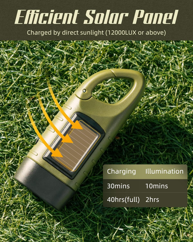 Hand Crank Solar Powered Flashlights,Compact Emergency Rechargeable LED Flashlig