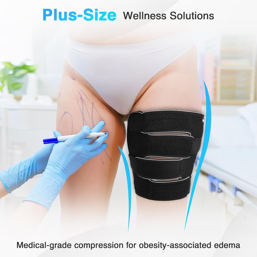 Plus Size Thigh Compression Wrap for Lymphedema & Swelling Relief, Adjustable...