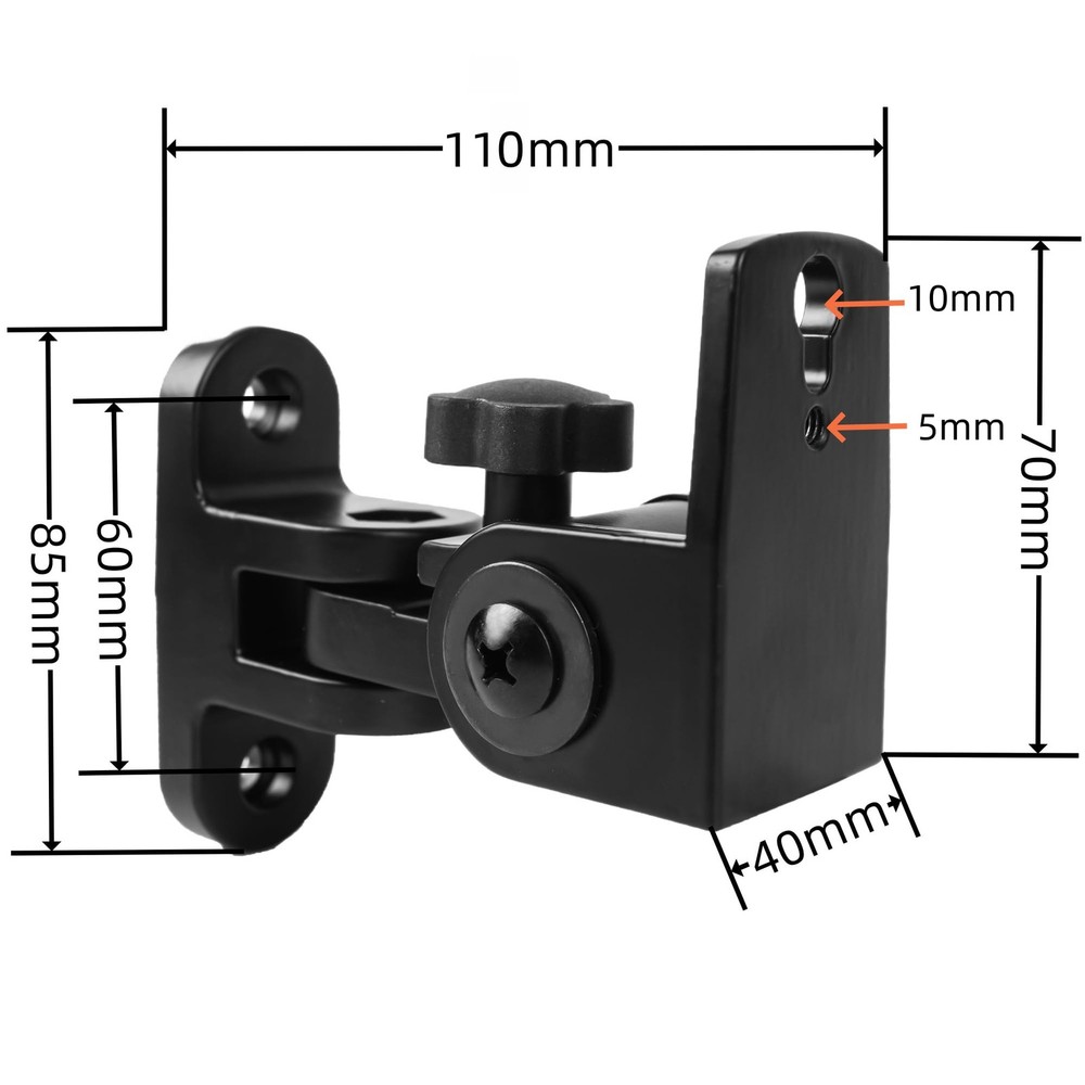 Universal Speaker Wall/Ceiling Mount Brackets,180°Adjustment,2 Packs Black Metal