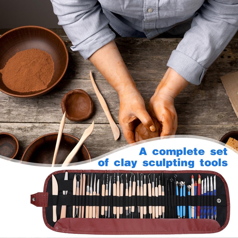 43 Pcs Pottery Tools for Sculpting Double Sided Ceramic Clay multicolor