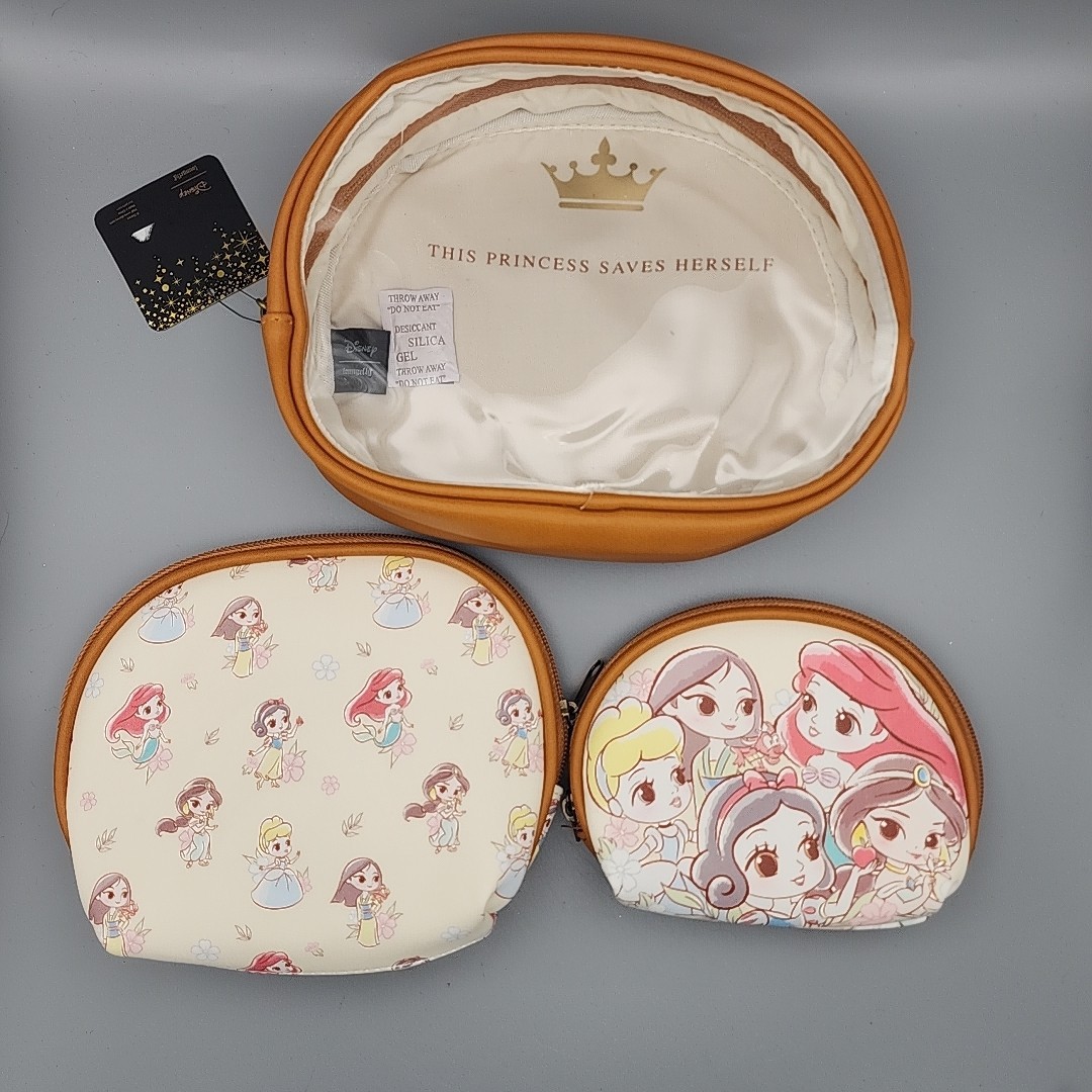 Disney Loungefly Disney Princesses Cosmetics Bag Set OF 3 New With Tags