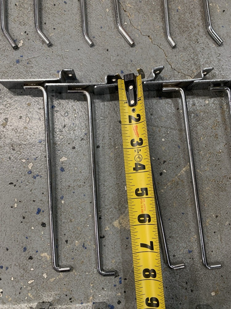 Slatwall Hook Bundle - 37 Pcs chrome slat hooks (12x10”) & (25x8”)