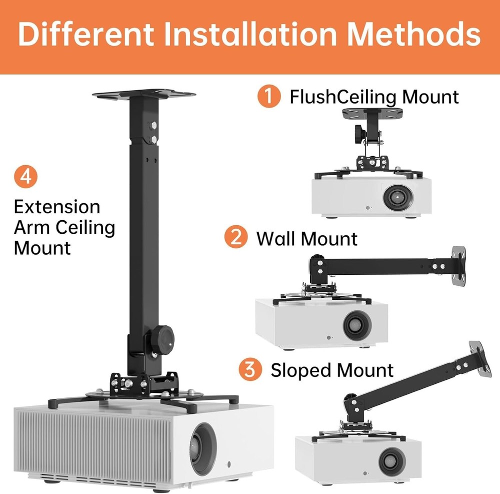 Universal Projector Ceiling Mount Wall Bracket Holder Fit Flat or Sloped Ceiling
