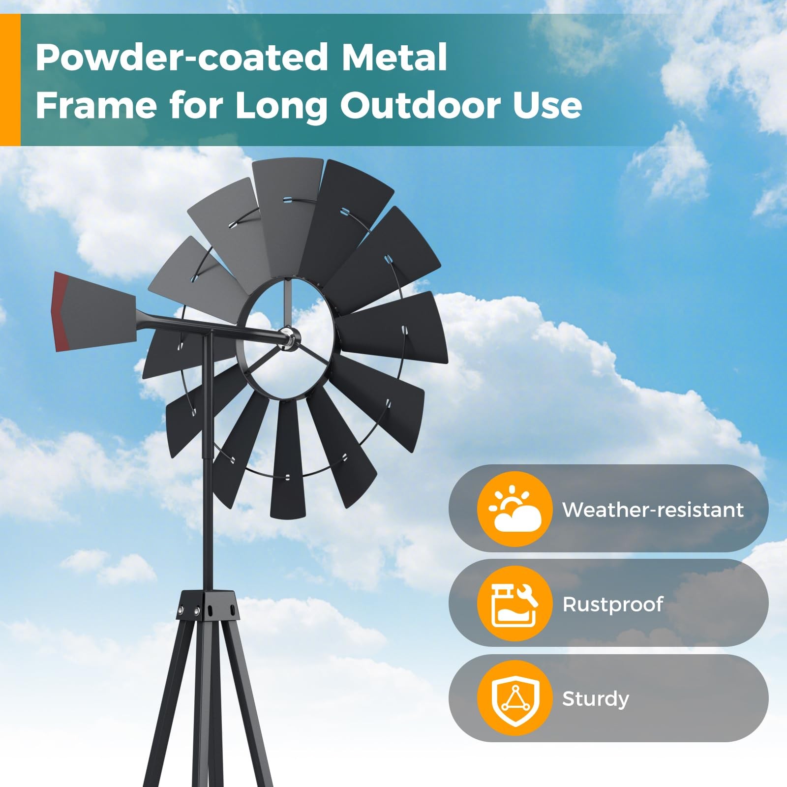 Gemini 说 Tangkula 8.3FT Metal Windmill Weather Vane Weather Resistant Grey